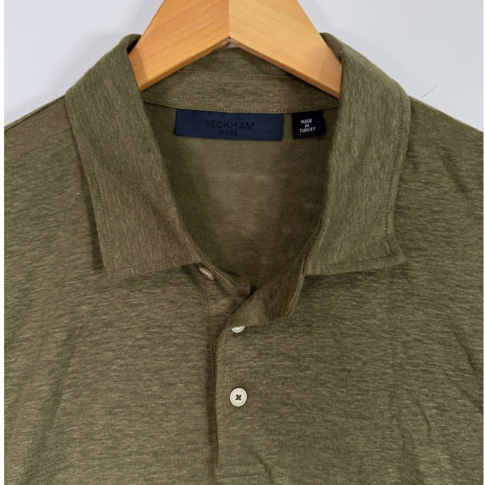 Beckham Boss NWT Polo Shirt Mens XXL Olive Green Parris 73_DB Short Sleeve - Picture 3 of 8